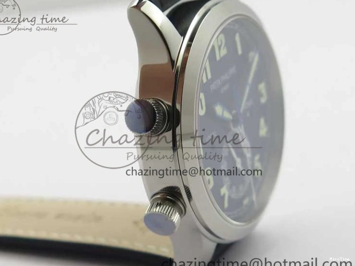 MIROTIME 0122 Practical Calatrava 5524 Pilot Travel Time SS GRF Blue Dial on Black Leather Strap A324 V 7107